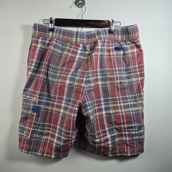 Lands' End Red Plaid Men's Swim Trunks - Picture 5 of 6